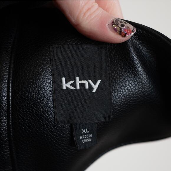 KHY x Namilia By Kylie Jenner Black Faux Leather Open Back Halter Top SZ XL - Picture 6 of 7